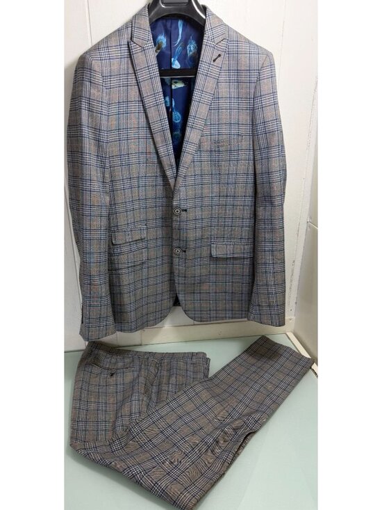 Paisley & Gray Other - Paisley & Gray 2 Piece Suit Slim Fit 40L Blazer 34X32 Pants Double Vent Plaid